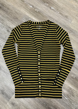 Black & Gold Stripe Snap Cardigan